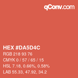 カラーコード: HEX #DA5D4C | qconv.com