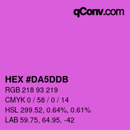 颜色代码: HEX #DA5DDB | qconv.com