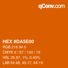 Farbcode: HEX #DA5E00 | qconv.com