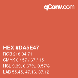 Code couleur: HEX #DA5E47 | qconv.com
