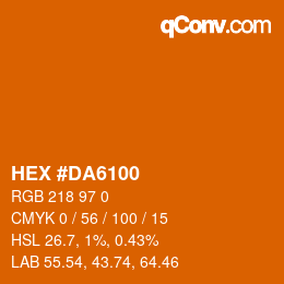颜色代码: HEX #DA6100 | qconv.com