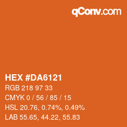 Color code: HEX #DA6121 | qconv.com