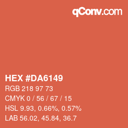 颜色代码: HEX #DA6149 | qconv.com