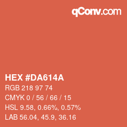 Color code: HEX #DA614A | qconv.com