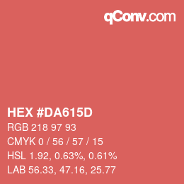 Color code: HEX #DA615D | qconv.com