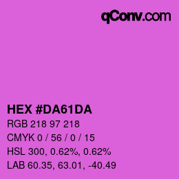 カラーコード: HEX #DA61DA | qconv.com