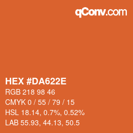 Color code: HEX #DA622E | qconv.com