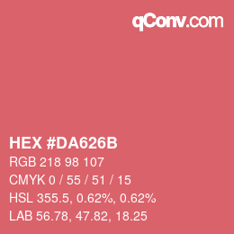Color code: HEX #DA626B | qconv.com