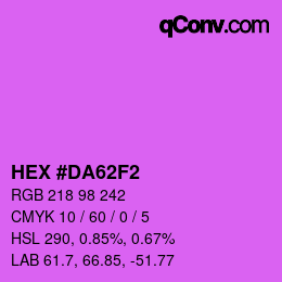 Color code: HEX #DA62F2 | qconv.com