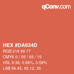 カラーコード: HEX #DA634D | qconv.com