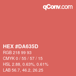 カラーコード: HEX #DA635D | qconv.com