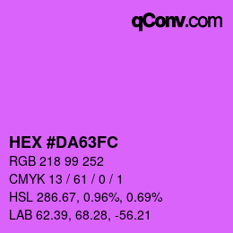 Color code: HEX #DA63FC | qconv.com