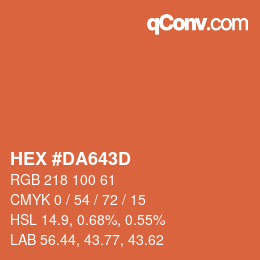 Color code: HEX #DA643D | qconv.com