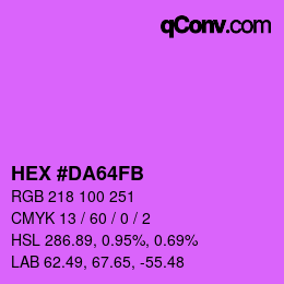 カラーコード: HEX #DA64FB | qconv.com