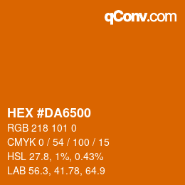 Color code: HEX #DA6500 | qconv.com