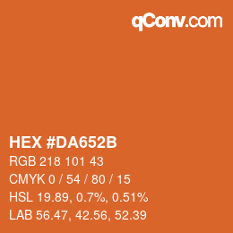 Color code: HEX #DA652B | qconv.com