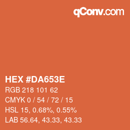 Color code: HEX #DA653E | qconv.com