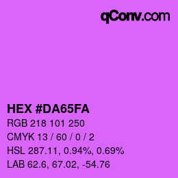 Color code: HEX #DA65FA | qconv.com