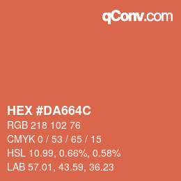Color code: HEX #DA664C | qconv.com