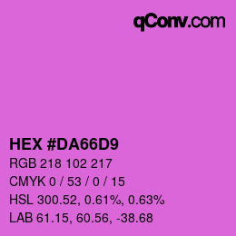 Color code: HEX #DA66D9 | qconv.com
