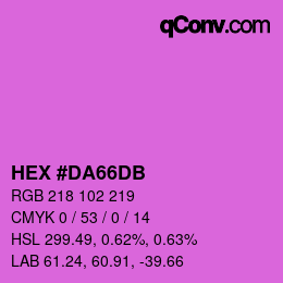 Color code: HEX #DA66DB | qconv.com