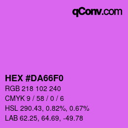 颜色代码: HEX #DA66F0 | qconv.com