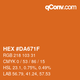 Color code: HEX #DA671F | qconv.com