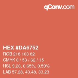 Color code: HEX #DA6752 | qconv.com