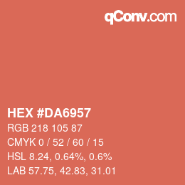 カラーコード: HEX #DA6957 | qconv.com
