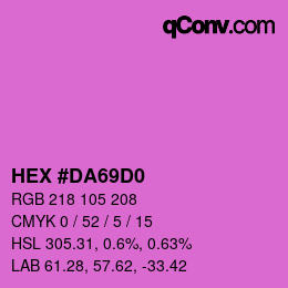 カラーコード: HEX #DA69D0 | qconv.com