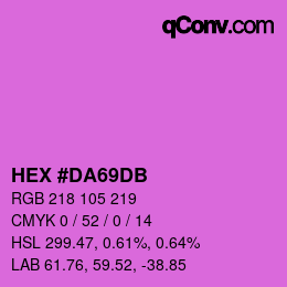 カラーコード: HEX #DA69DB | qconv.com