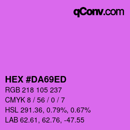 颜色代码: HEX #DA69ED | qconv.com