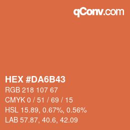 Color code: HEX #DA6B43 | qconv.com