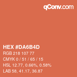 Color code: HEX #DA6B4D | qconv.com