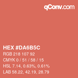 Color code: HEX #DA6B5C | qconv.com