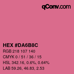 Color code: HEX #DA6B8C | qconv.com