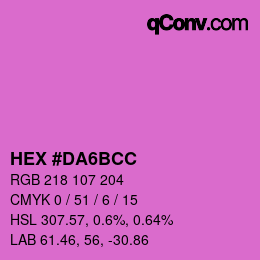 カラーコード: HEX #DA6BCC | qconv.com