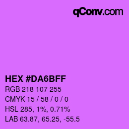 カラーコード: HEX #DA6BFF | qconv.com