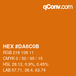 Color code: HEX #DA6C0B | qconv.com