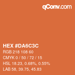 Color code: HEX #DA6C3C | qconv.com