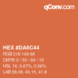 Color code: HEX #DA6C44 | qconv.com