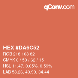 カラーコード: HEX #DA6C52 | qconv.com