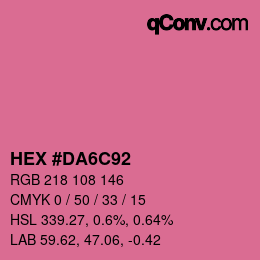 Código de color: HEX #DA6C92 | qconv.com
