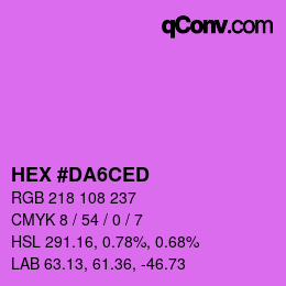カラーコード: HEX #DA6CED | qconv.com