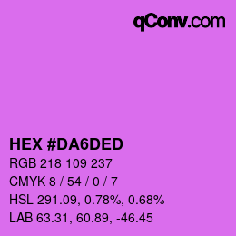カラーコード: HEX #DA6DED | qconv.com