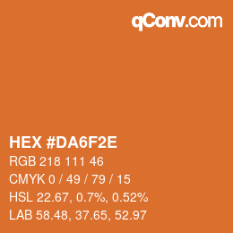 Color code: HEX #DA6F2E | qconv.com
