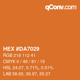 Farbcode: HEX #DA7029 | qconv.com