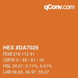 Color code: HEX #DA7029 | qconv.com