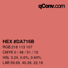 Color code: HEX #DA716B | qconv.com
