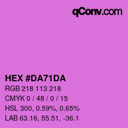 颜色代码: HEX #DA71DA | qconv.com